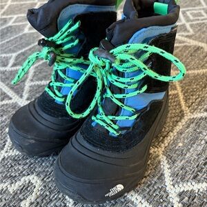 The North Face Kids Black and Blue Boots with Green Laces